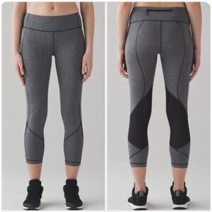 Lululemon Pace Rival Crop Pants in Black and gray -Size 4